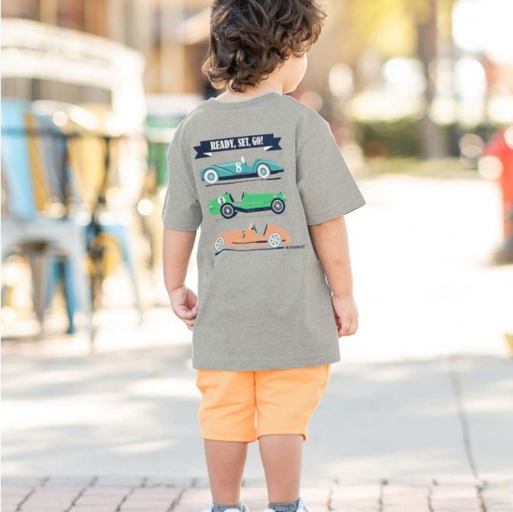 RuggedButts Gray Vintage Race  Car Signature Tee